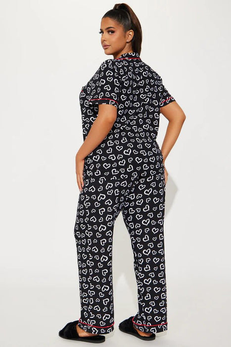 Fashion Nova Conjunto de pijama con pantalón "Give You My Heart" - Negro/Blanco - Quierox - Tienda Online
