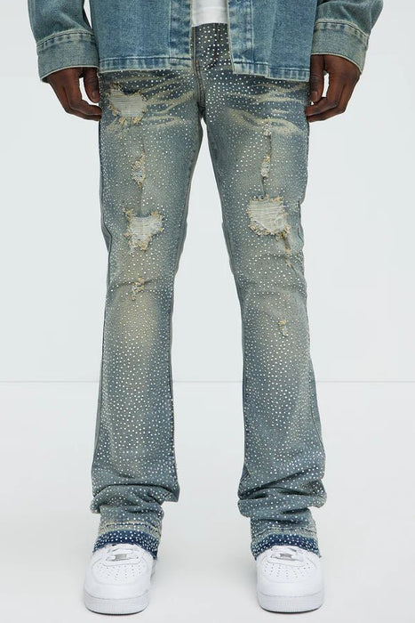 Fashion Nova Pantalón De Mezclilla Stacked Skinny Flare On My Bling Distressed - Deslavado - Quierox - Tienda Online