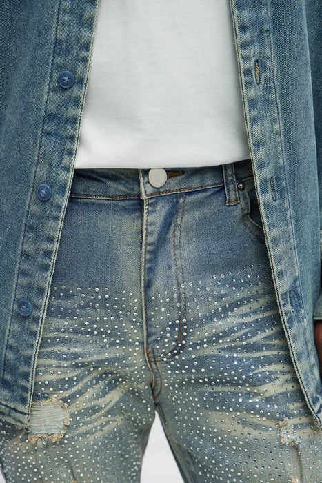Fashion Nova Pantalón De Mezclilla Stacked Skinny Flare On My Bling Distressed - Deslavado - Quierox - Tienda Online
