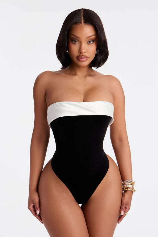 FASHION NOVA Pantiblusa Terciopelo Dulce y Picante - Blanco Negro - Quierox - Tienda Online