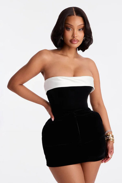 FASHION NOVA Pantiblusa Terciopelo Dulce y Picante - Blanco Negro - Quierox - Tienda Online