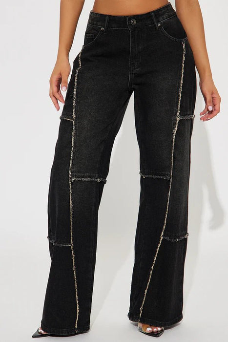 Fashion Nova Vaqueros anchos deshilachados Sorella sin elasticidad - Lavado negro - Quierox - Tienda Online