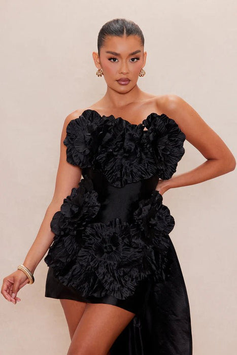 Fashion Nova Vestido corto drapeado de tafetán Dara - Negro - Quierox - Tienda Online