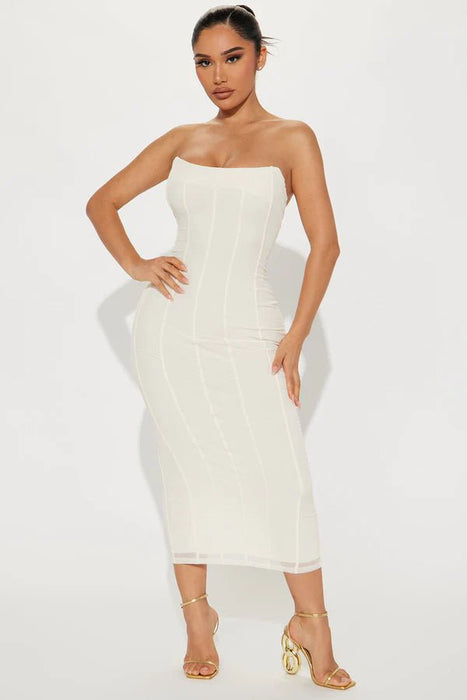 Fashion Nova Vestido midi con corsé de malla On Point - Crema - Quierox - Tienda Online