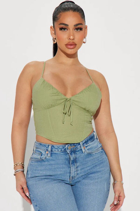 FASHIONNOVA Blusa de lino My Way - Verde - Quierox - Tienda Online