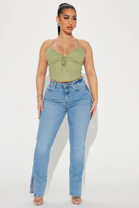 FASHIONNOVA Blusa de lino My Way - Verde - Quierox - Tienda Online