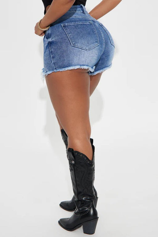 FASHIONNOVA Pantalón corto de mezclilla elástico con abertura - Lavado vintage - Quierox - Tienda Online