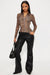 FASHIONNOVA Top de malla con cremallera frontal de leopardo Elisha - Leopardo - Quierox - Tienda Online