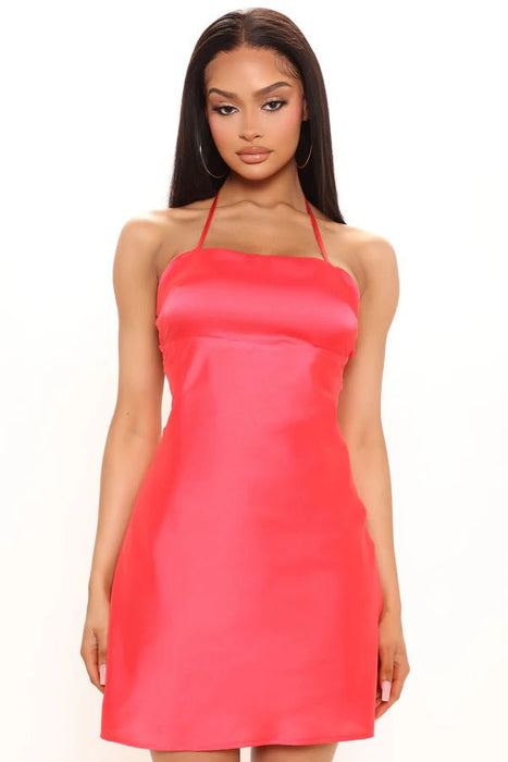 FASHIONNOVA Vestido mini de satén para una noche de chicas - Naranja neón - Quierox - Tienda Online