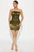 FashionNova Vestido mini Katie de satén - Verde oliva - Quierox - Tienda Online
