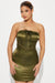 FashionNova Vestido mini Katie de satén - Verde oliva - Quierox - Tienda Online