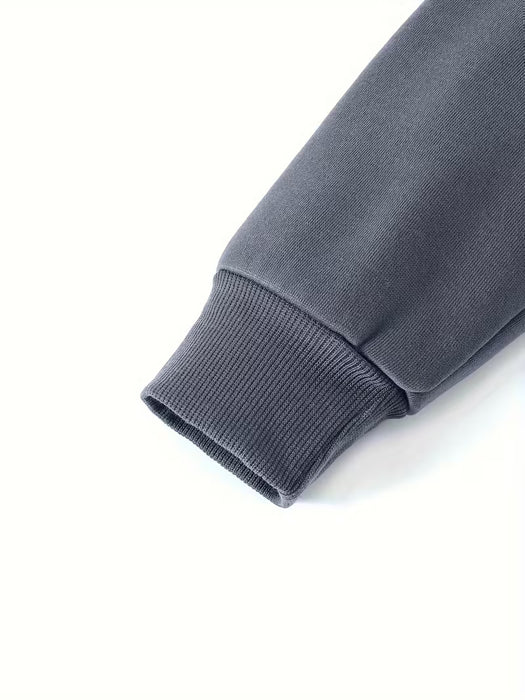 Sudadera informal de manga larga con estampado de letras negras para hombre