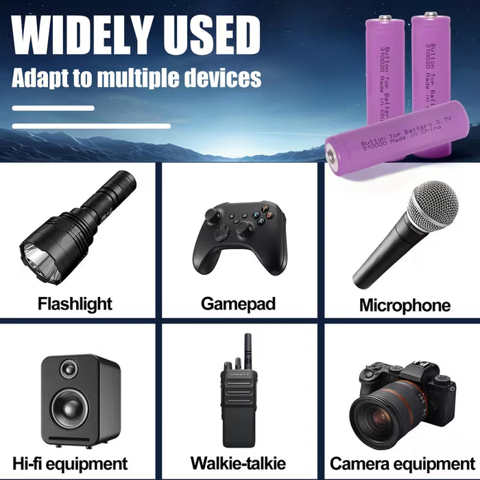 Batería Recargable 3.7V 2000mAh de Litio, Adecuada para Linternas, Luces LED, Ventiladores Pequeños, 1 pieza