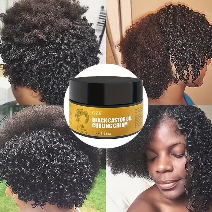 GZE Crema Rizadora de Aceite de Ricino Negro para Cabello Rizado