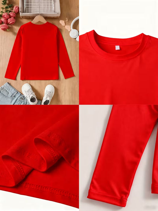 Camiseta de manga larga y cuello redondo para niñas, con diseño estampado de moda