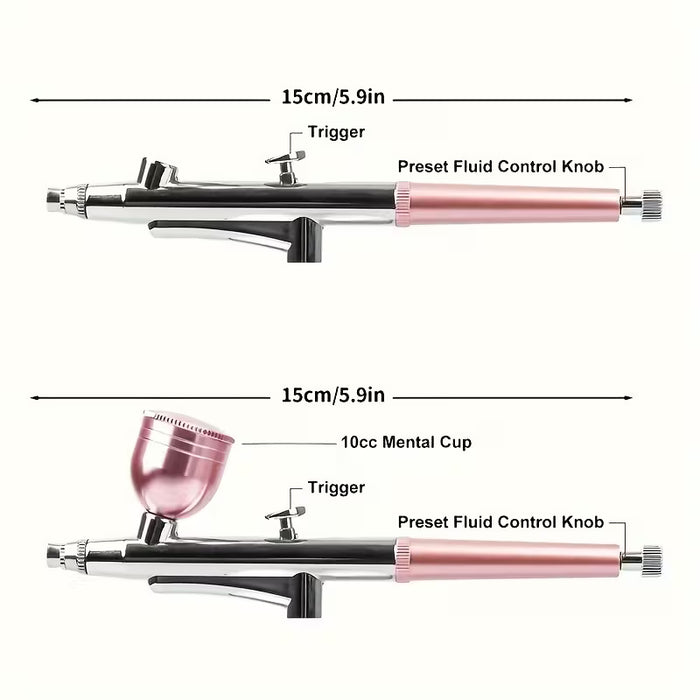 Airbrush de Acción Única con Tinta de Belleza Portátil, Boquilla de 0.3mm, Pistola de Pulverización Modelo para Tartas, Uñas y Pintura de Coches
