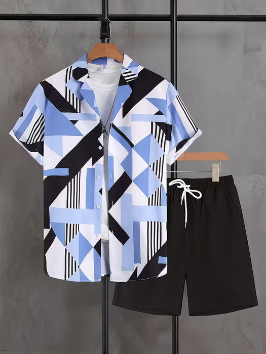 Conjunto de dos piezas para hombre de verano con estampado 3D