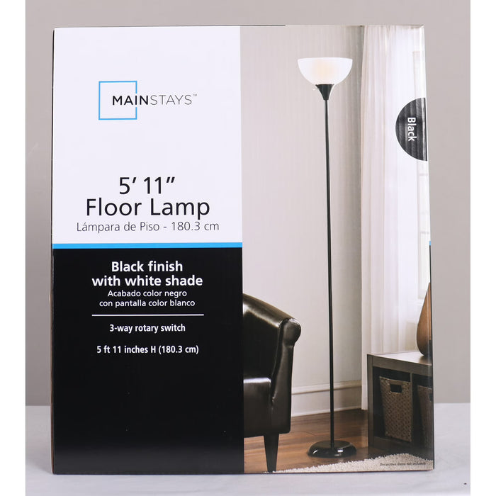 Mainstays Lámpara de pie de 180.3cm en color negro, diseño moderno