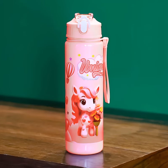 Botella de agua con diseño de poni de dibujos animados de 25OZ
