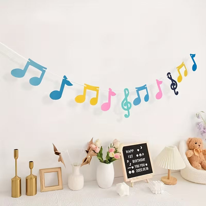 1pc Banderín de Notas Musicales de Fieltro Colorido, Sin Necesidad de Energía