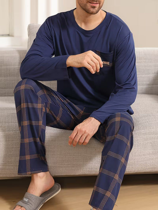 Pijama para Hombre Primavera y Otoño, Manga Larga Adecuado para Uso en Exteriores y Hogar