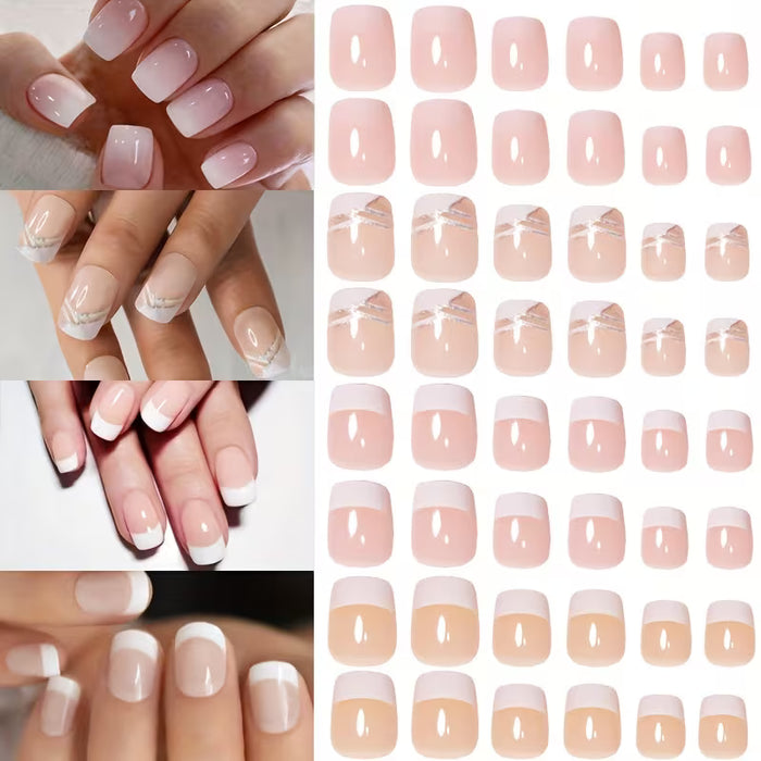 Juego de  uñas postizas cuadradas cortas