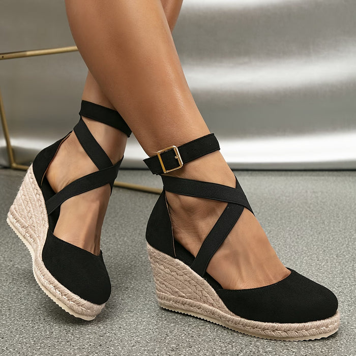 Sandalias de Plataforma con Tiras Cruzadas para Mujer, Tacones Altos Exquisitos