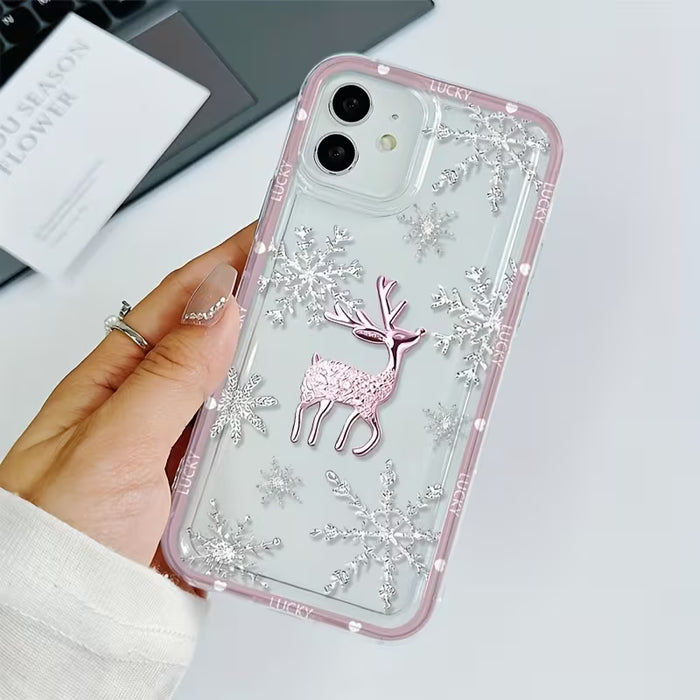 5pcs Funda para teléfono: Funda transparente de ciervo y copo de nieve para iphone 7plus/8plus