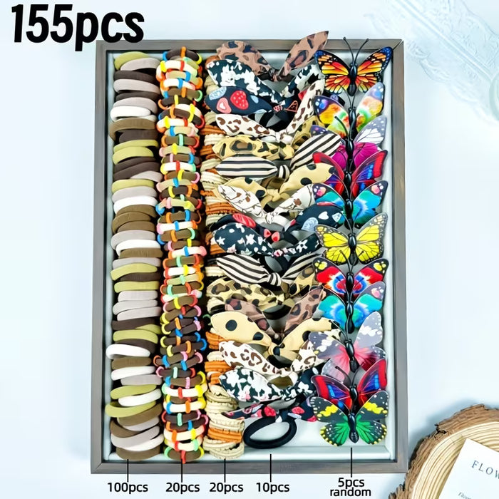 Set de 155 coleteros retro en tono de café aleatorio con pinzas para el cabello