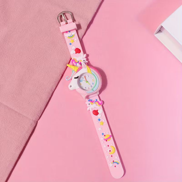Reloj de pulsera para niños con tema de unicornio, moda casual