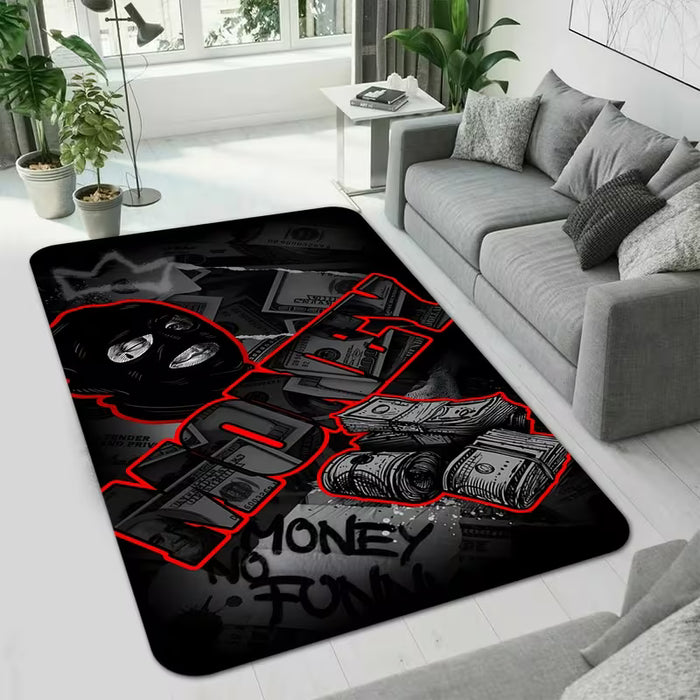 Alfombra de Franela Estilo Hip-Hop Urbano con Diseño de Dinero 15*24 pulgadas