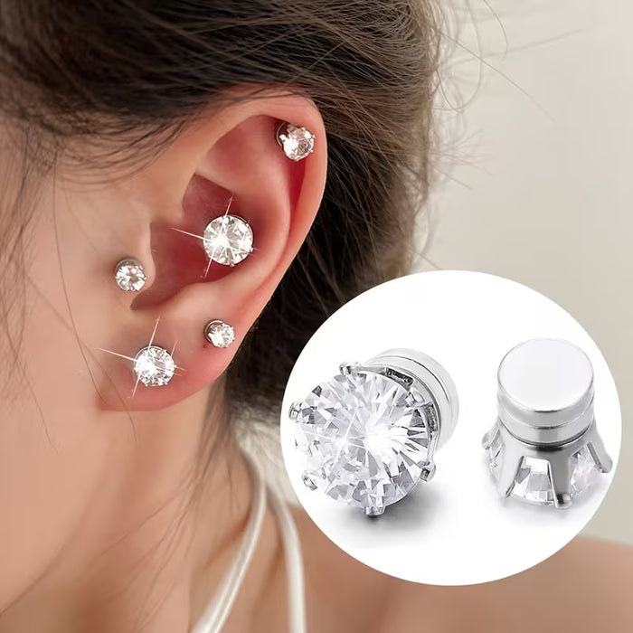 Clip magnéticos brillantes de circonita sintética hechos de acero inoxidable para la oreja