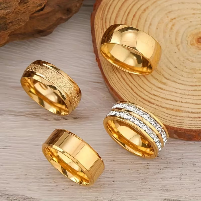 Juego de 3 anillos de acero inoxidable para uso diario casual en estilo europeo y americano