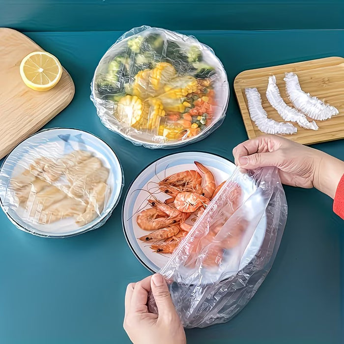 100 Unidades de Cubiertas de Plástico Transparente para Alimentos