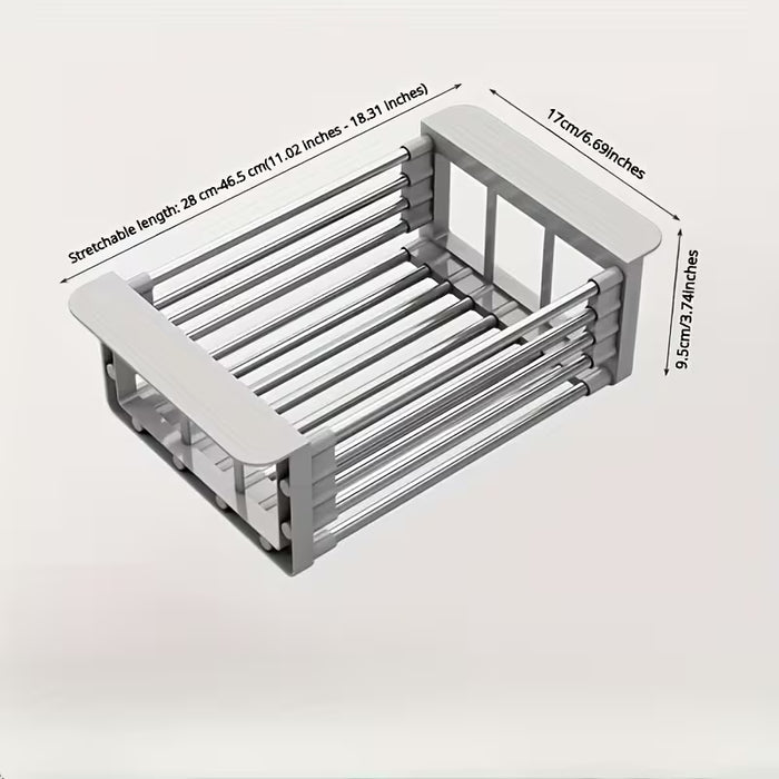 Organizador de acero inoxidable para fregadero ajustable