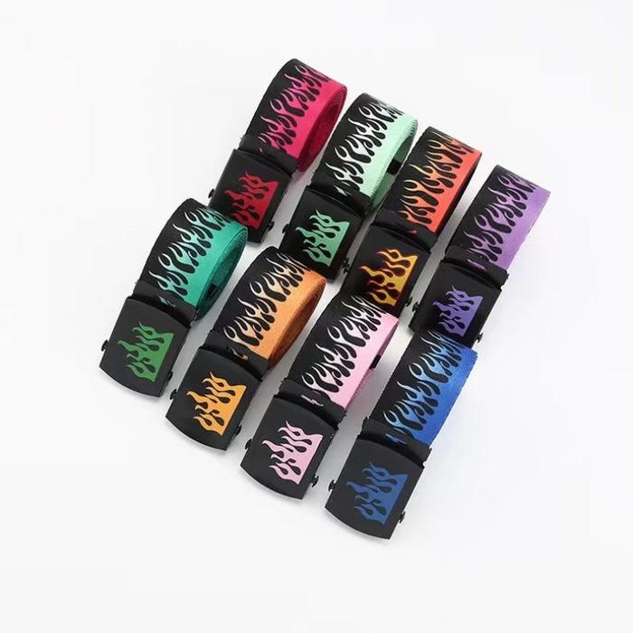 Cinturón casual de lona para hombre, con diseño de llamas