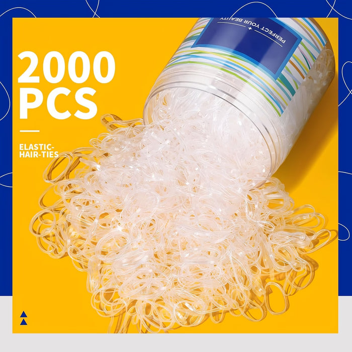 2000 piezas de mini gomas elásticas transparentes para el pelo