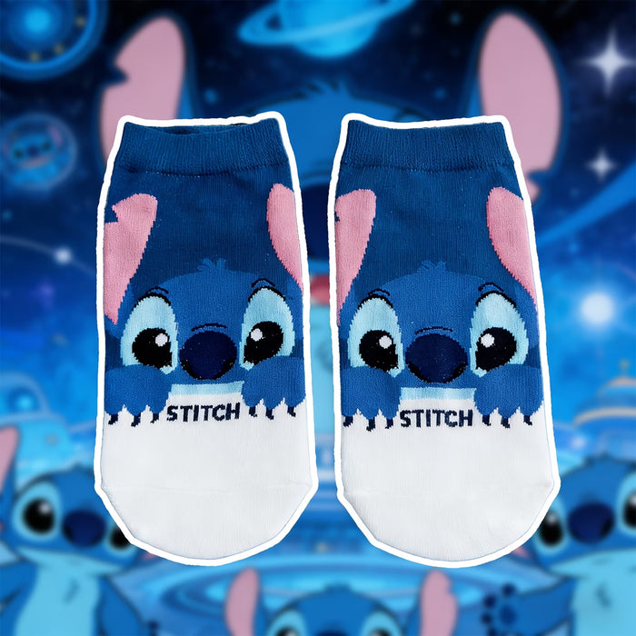 5 pares de calcetines de ganchillo modernos y adorables con el diseño de Stitch de Disney