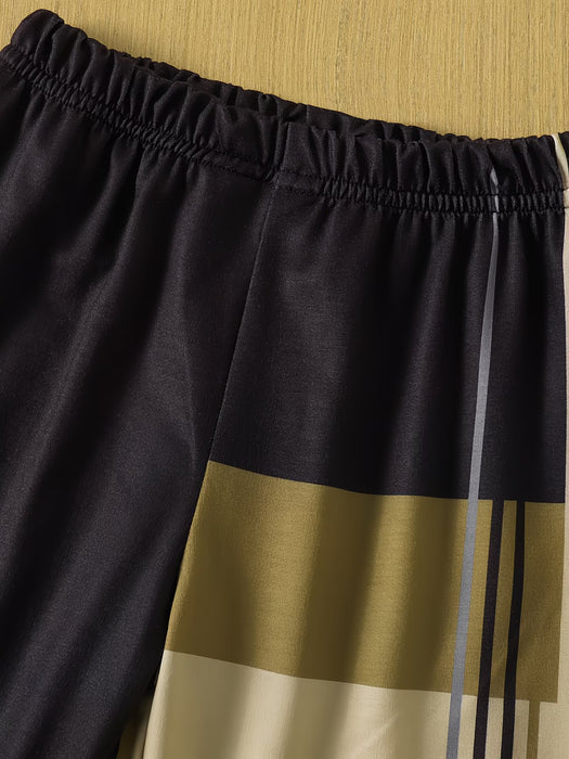 Conjunto casual de sudadera con capucha y pantalón deportivo para niño con estampado de rayas