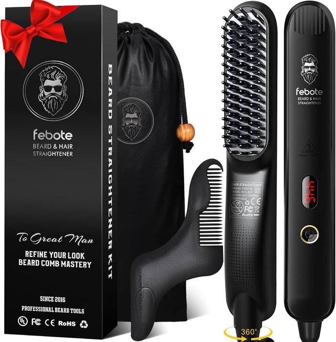Febote Cepillo iónico calentado para alisar el cabello para hombres, 5 ajustes de temperatura - Quierox - Tienda Online