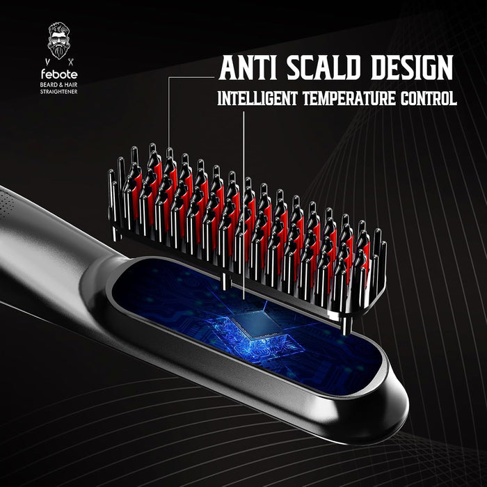 Febote Cepillo iónico calentado para alisar el cabello para hombres, 5 ajustes de temperatura - Quierox - Tienda Online