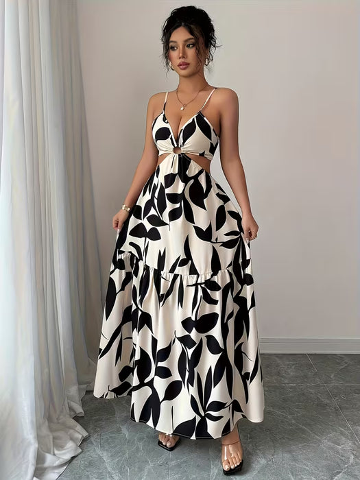 Vestido de Verano para Mujer con Escote Profundo en V, Espalda Descubierta y Lazo con Tirantes