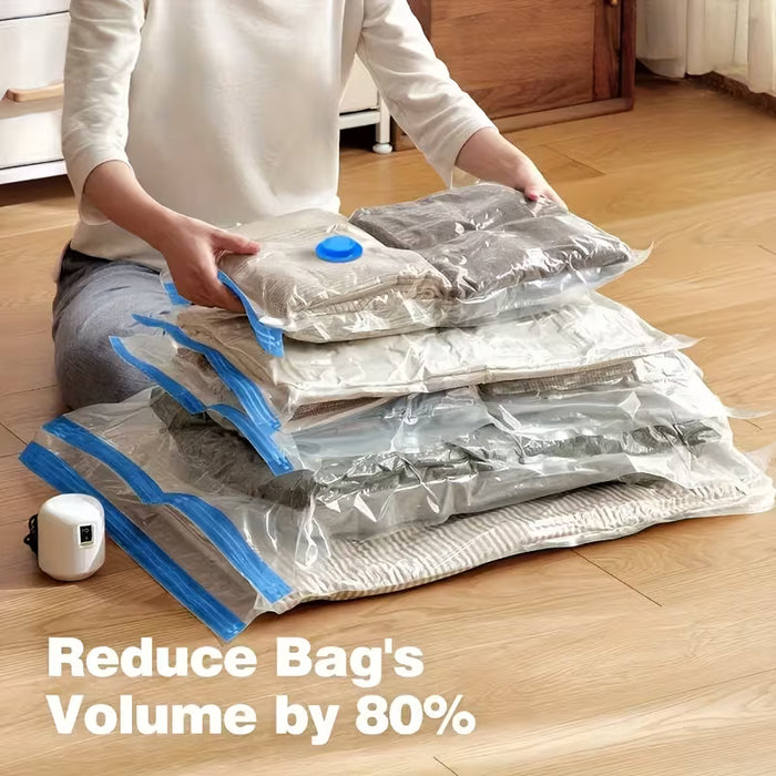 10pcs Bolsas de Almacenamiento al Vacío con Bomba Eléctrica de Viaje