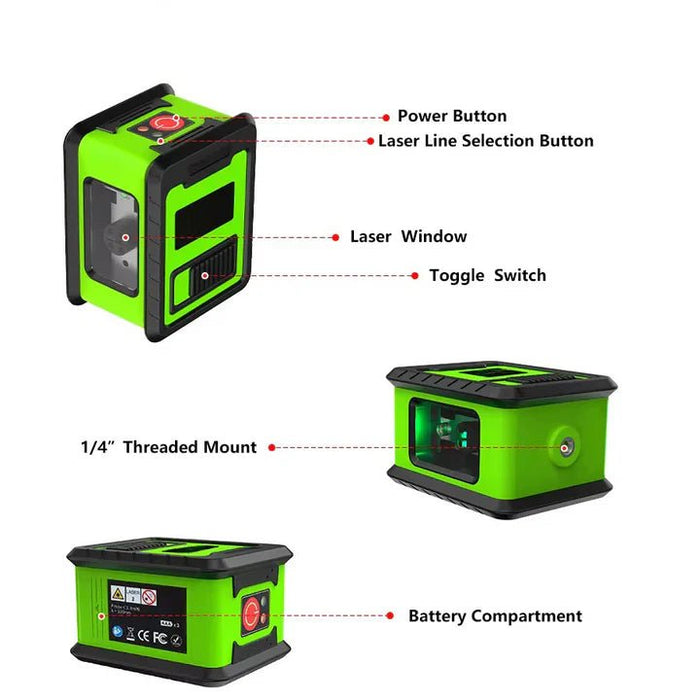 FEIDSIDE Nivel Láser Portátil de 2 Líneas, Láser Autonivelante de Línea Verde - Quierox - Tienda Online