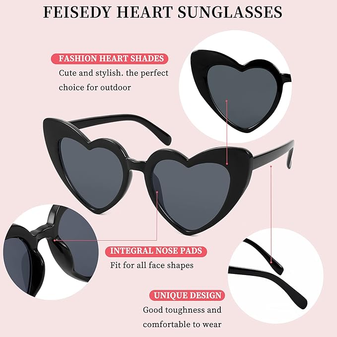 FEISEDY Gafas de sol con forma de corazón - Quierox - Tienda Online