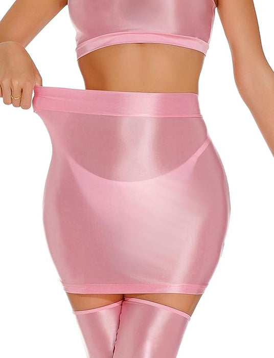 FEOYA Faldas ajustadas al óleo brillantes para mujer - Quierox - Tienda Online