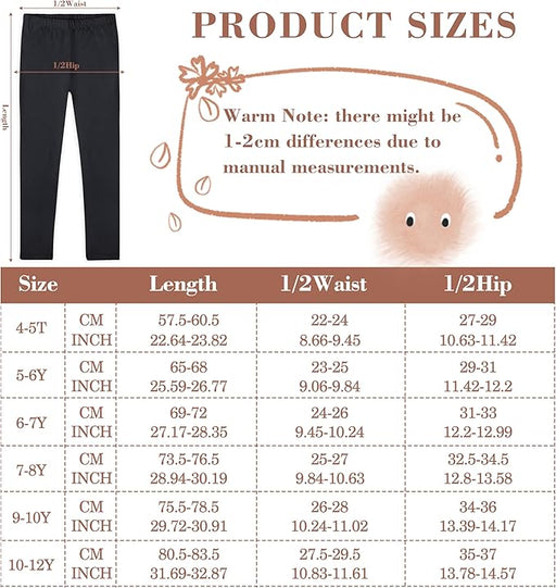 FEQO Paquete de 4 leggings de algodón para niña, leggings básicos largos, elásticos - Quierox - Tienda Online