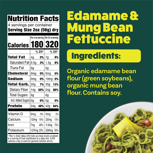 Fettuccine de edamame y frijoles mungo - Quierox - Tienda Online