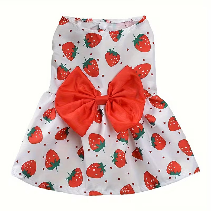 Vestido para perro con diseño de pajarita con estampado floral