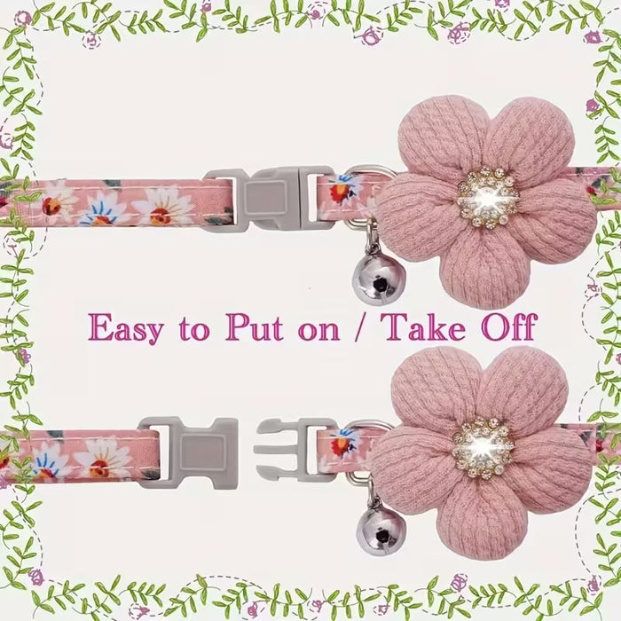 Collar para perro con diseño floral, 3D y campanas removibles  para perros pequeños y gatos